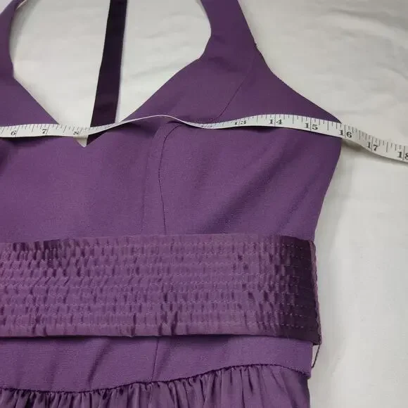 White by Vera Wang Plum Purple Halter Neck Bow Maxi Bridesmaid Prom Dress 2 - Picture 13 of 15